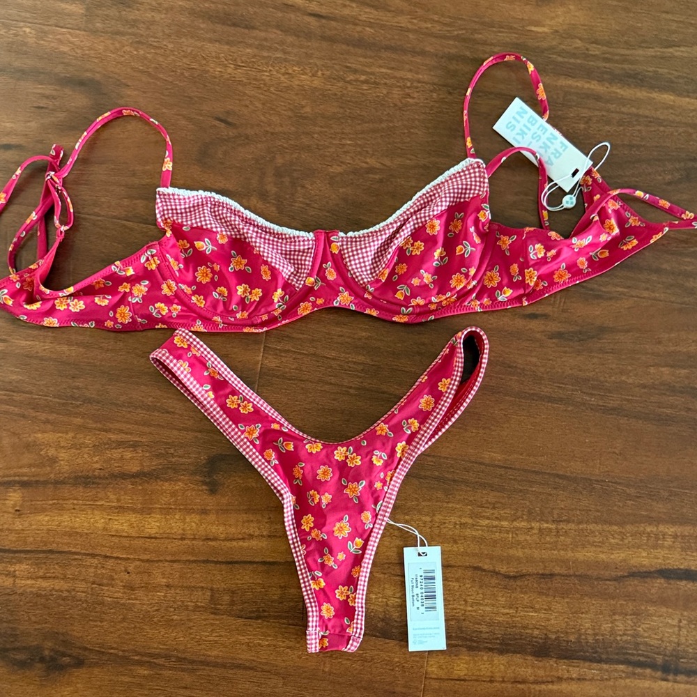 Frankie's Bikinis Red Floral Bikini Set